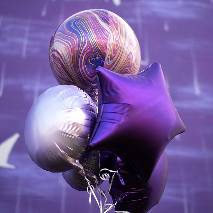 Purple Star Satin Foil Balloon