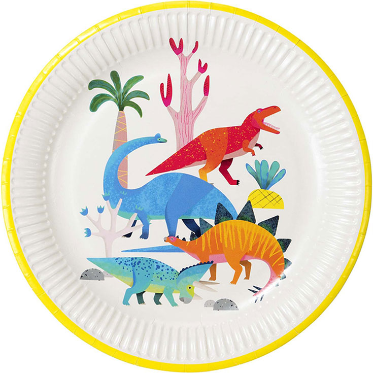 8 Party Dino Plates
