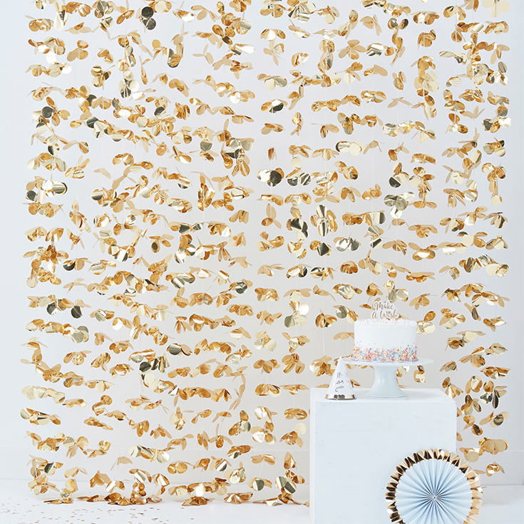 Gold Floral Backdrop Curtain