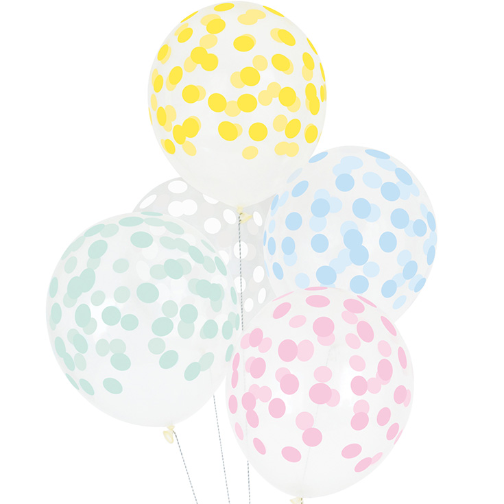 5 Ballons Pastell Konfetti Mix