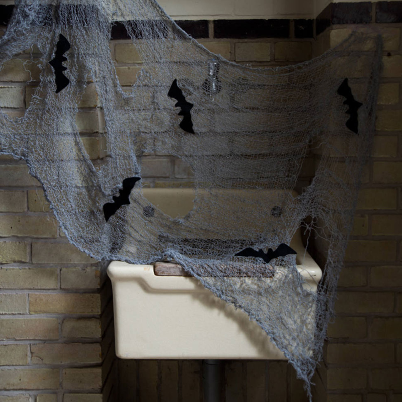 Backdrop Curtain - Halloween Net with Bats