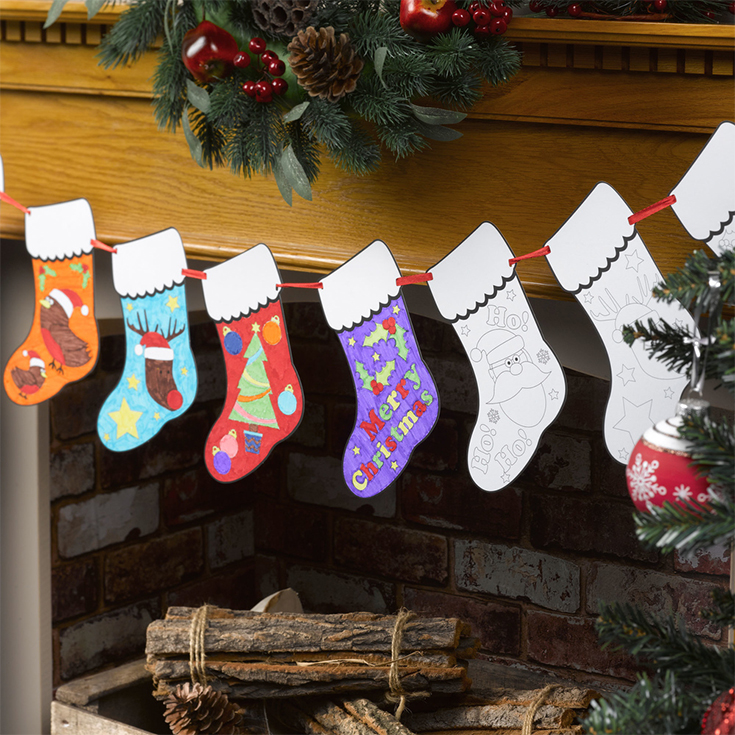 Colour in Stocking Garland