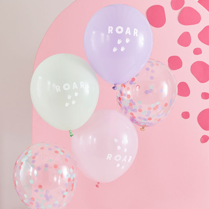 Pink, Lilac & Pastel Green Roar Balloon Bundle