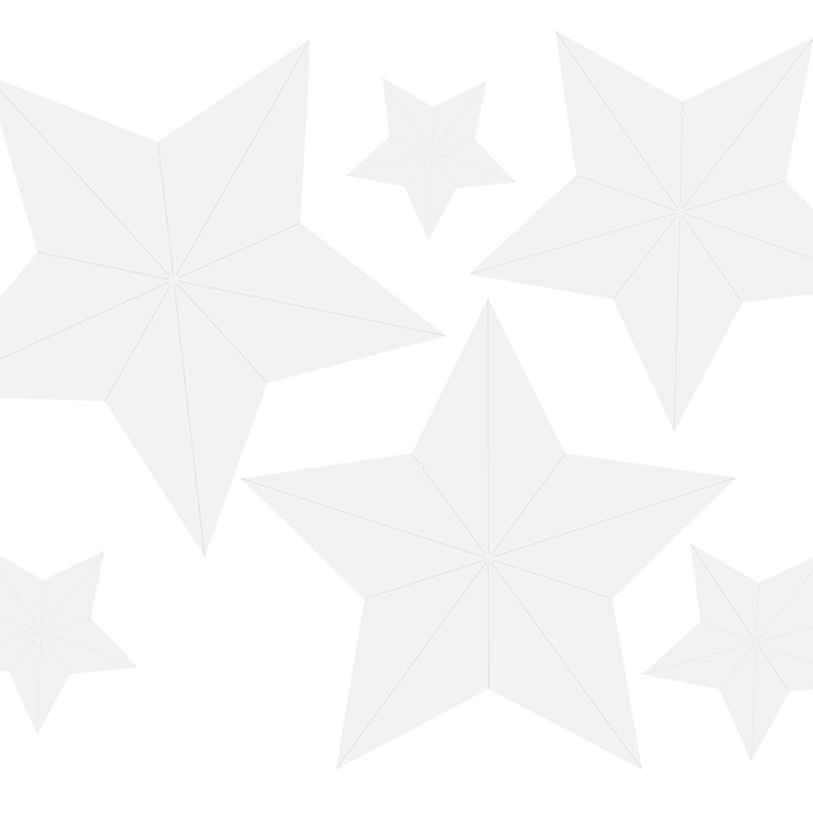 6 White 3D Star Hanging Decorations