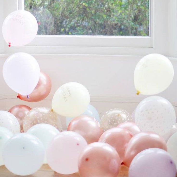 5 Ballons Happy Birthday in Roségold