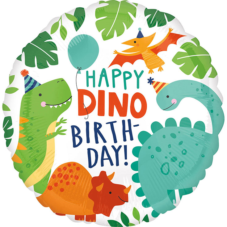 "Happy Dino birthday!" Foil balloon