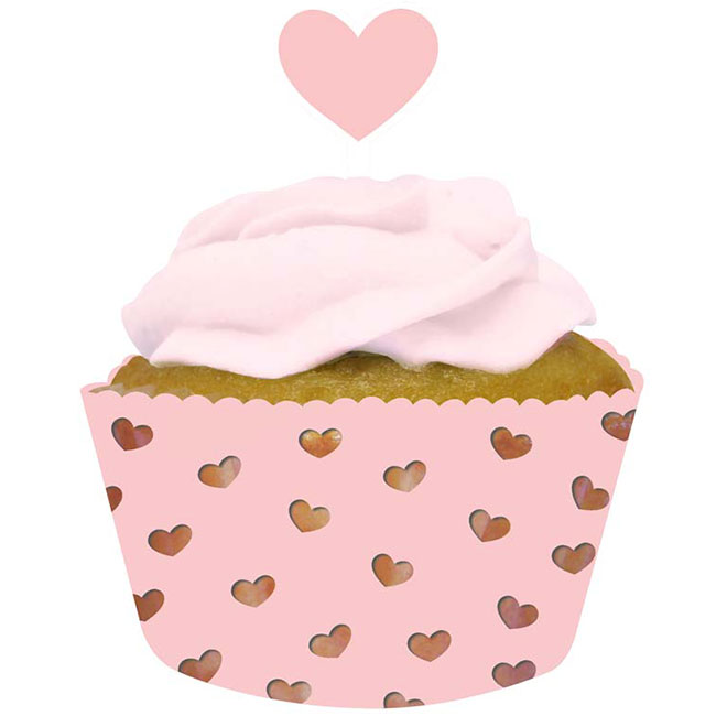  Cupcake Wraps Set -  Pink Heart