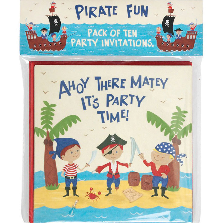 10 Pirate Fun Invitations 