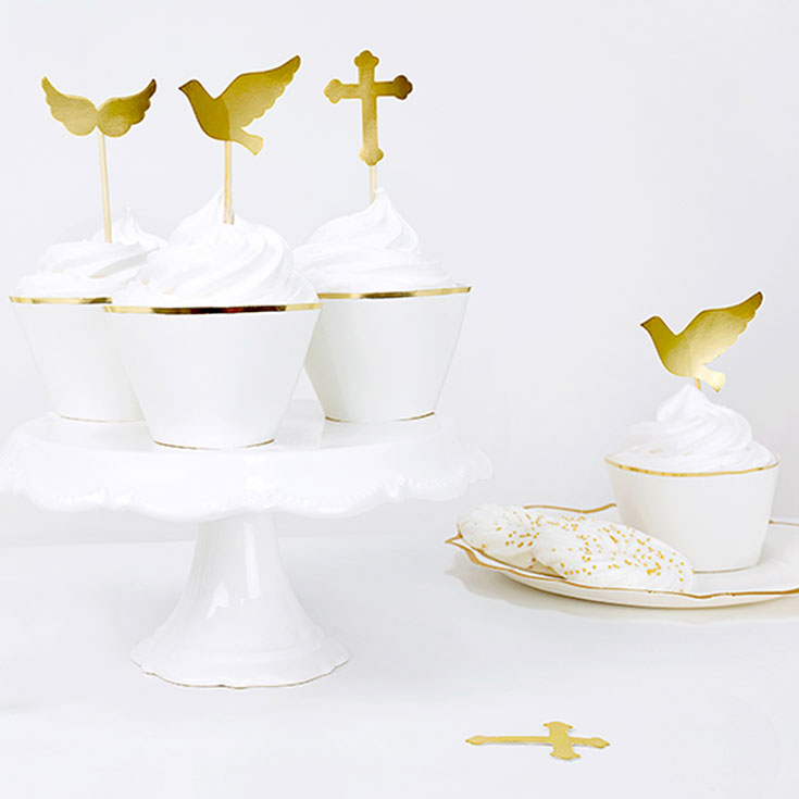 Cupcake Wrappers - White & Gold 