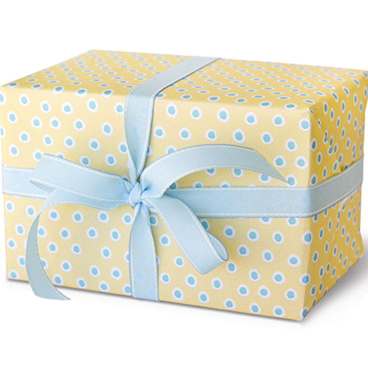 Geschenkpapier - Gelb & Blaue Pünktchen