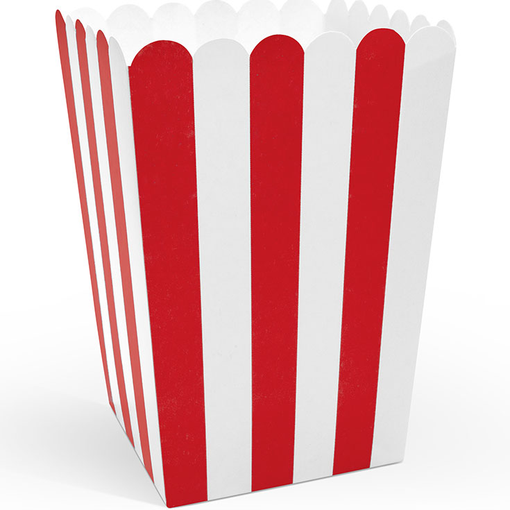 6 Popcorn Boxen Rot & Weiß