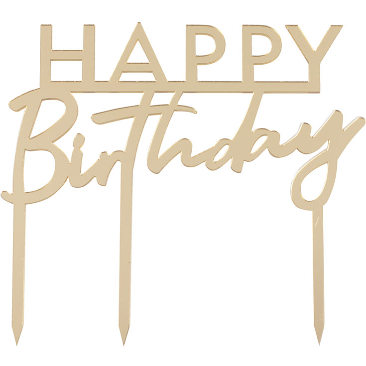Gold "Happy Birthday" Cake Topper