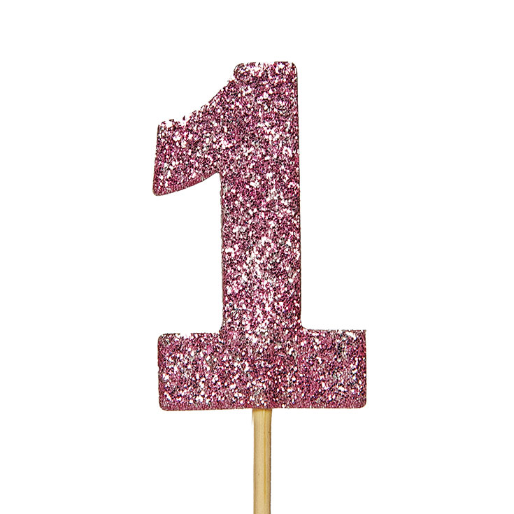 Cupcake Toppers - 1. Pink Glitter 