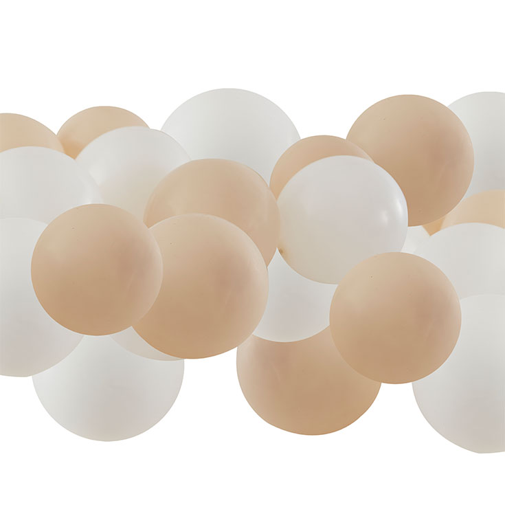 40 Mini Ballons Nude & Weiß