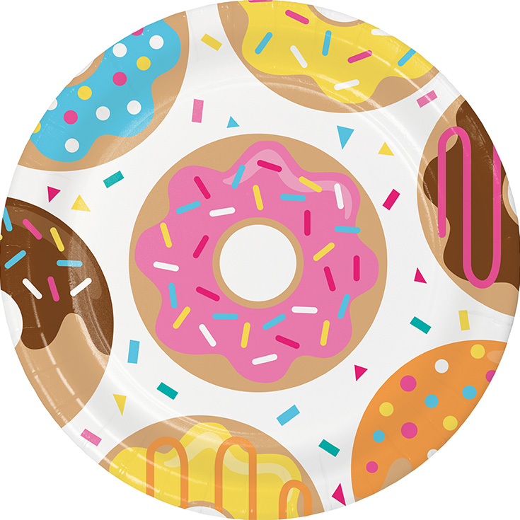 8 große Teller Donut Party