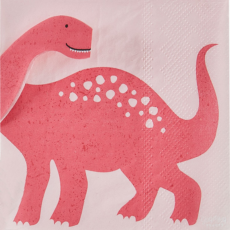 16 Pink Dino Napkins