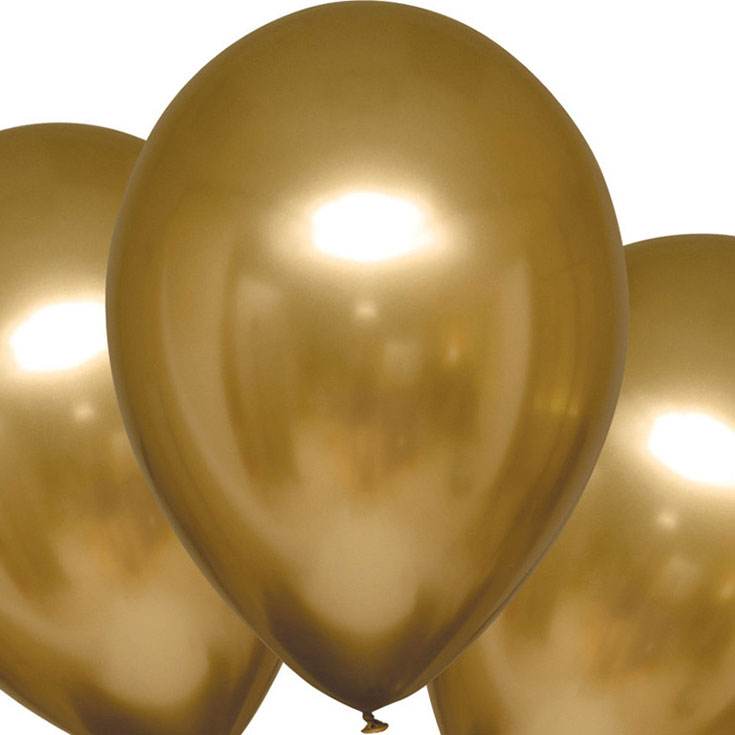 6 Gold Satin Ballons 