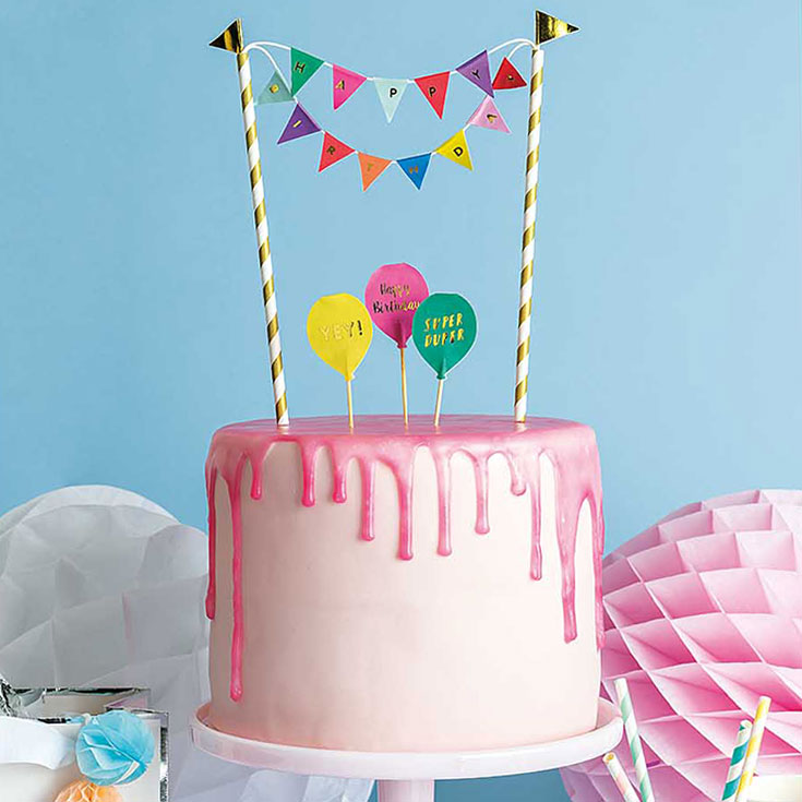 Multicolour DIY "Happy Birthday" Cake Topper