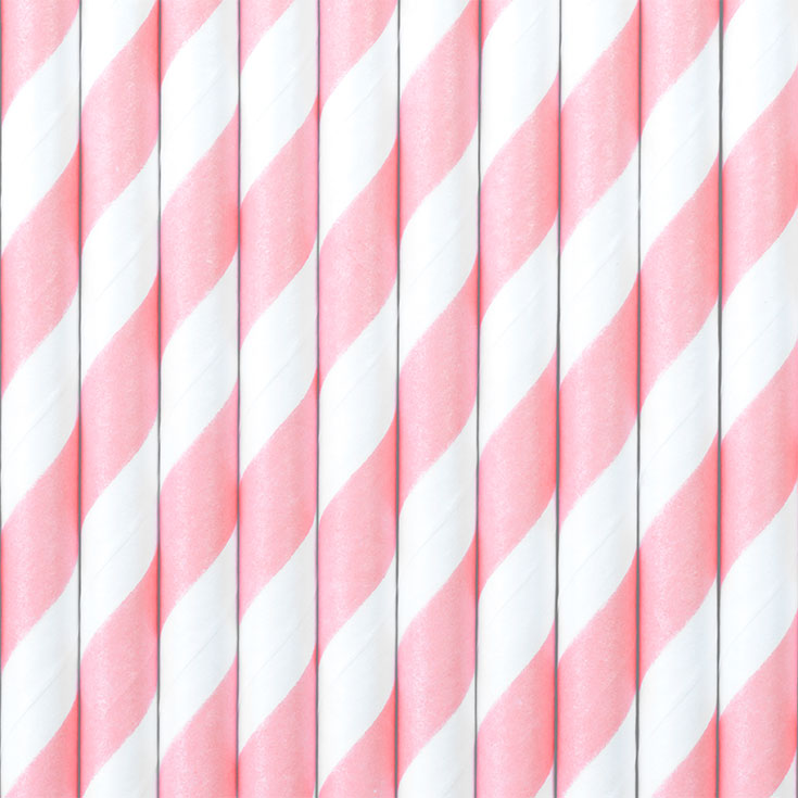 Drinking Straws - Pastel Pink and White
