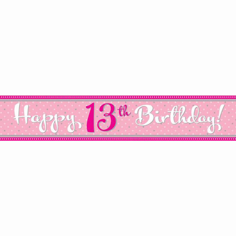 Perfectly Pink 13th Birthday Foil Banner 