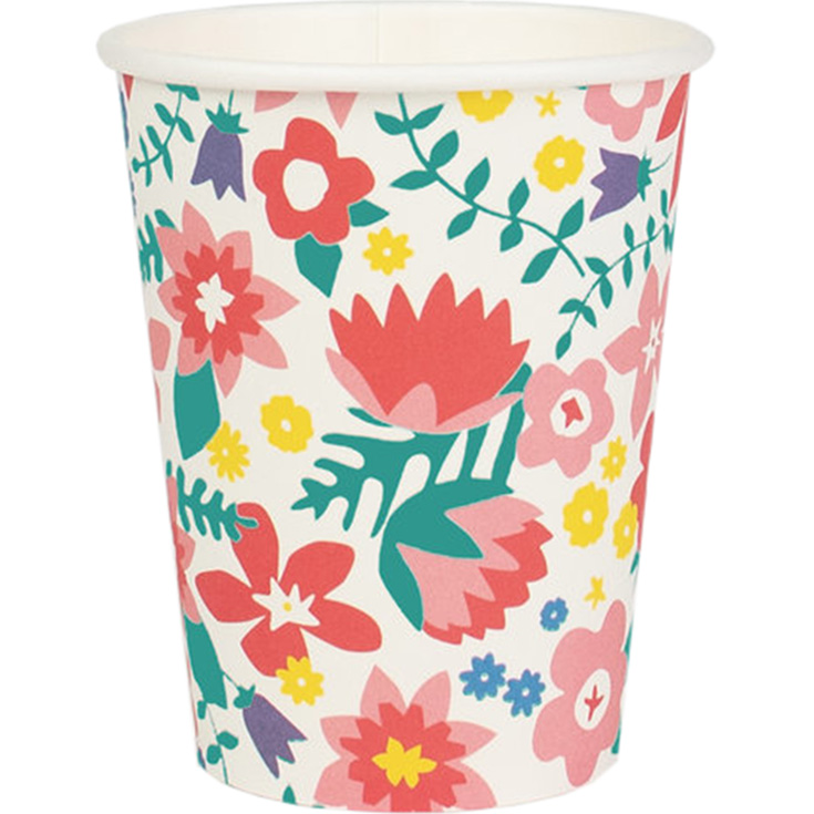8 Bright Flowers Cups