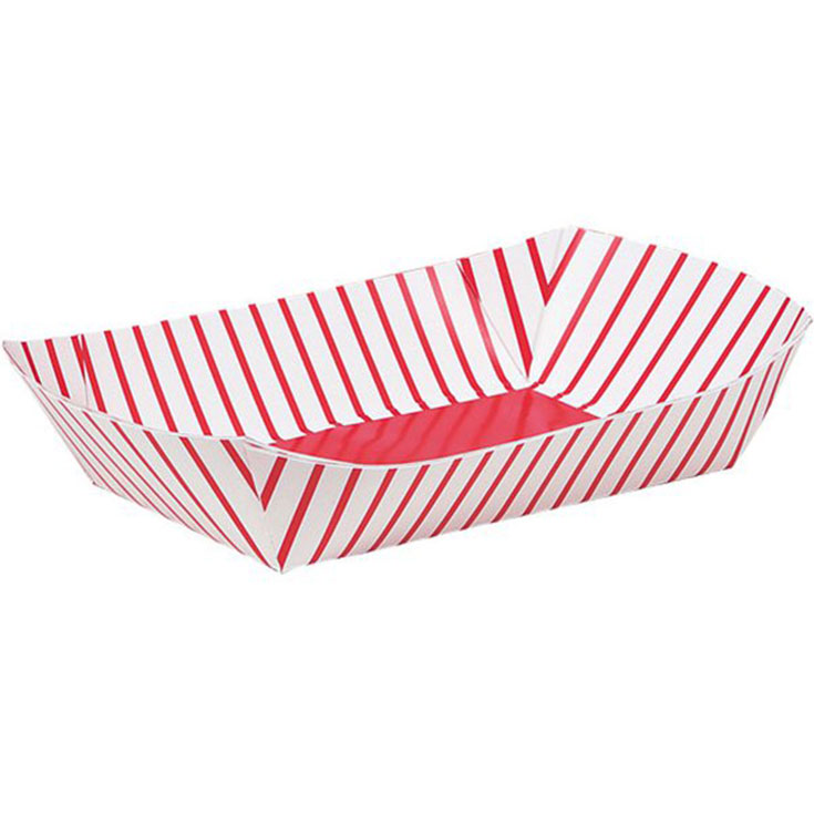 4 Red & White Stripe Snack Trays