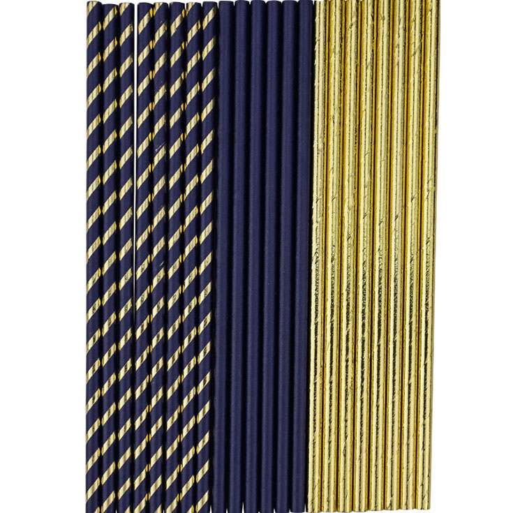 22 Blue & Gold Straws