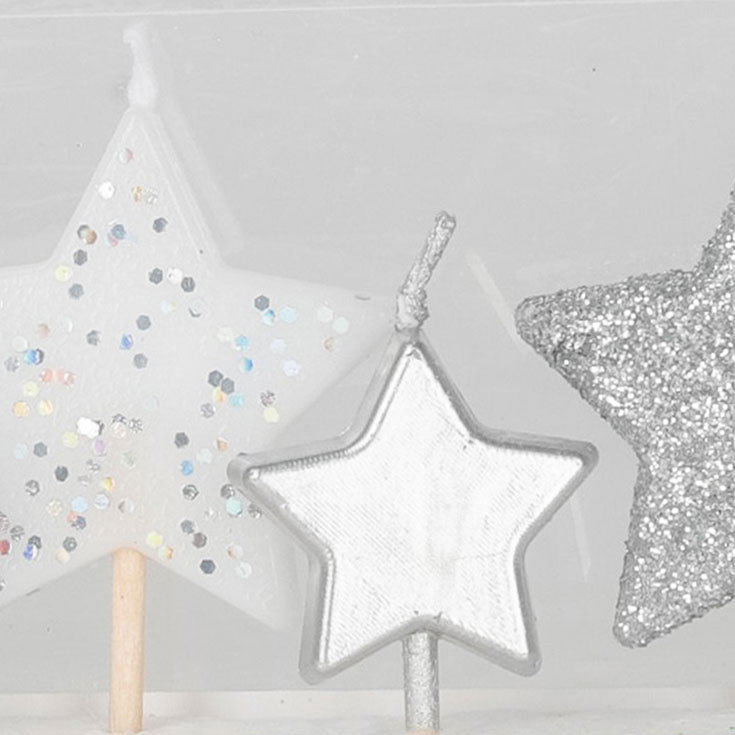 5 Silver Star Pick Candles