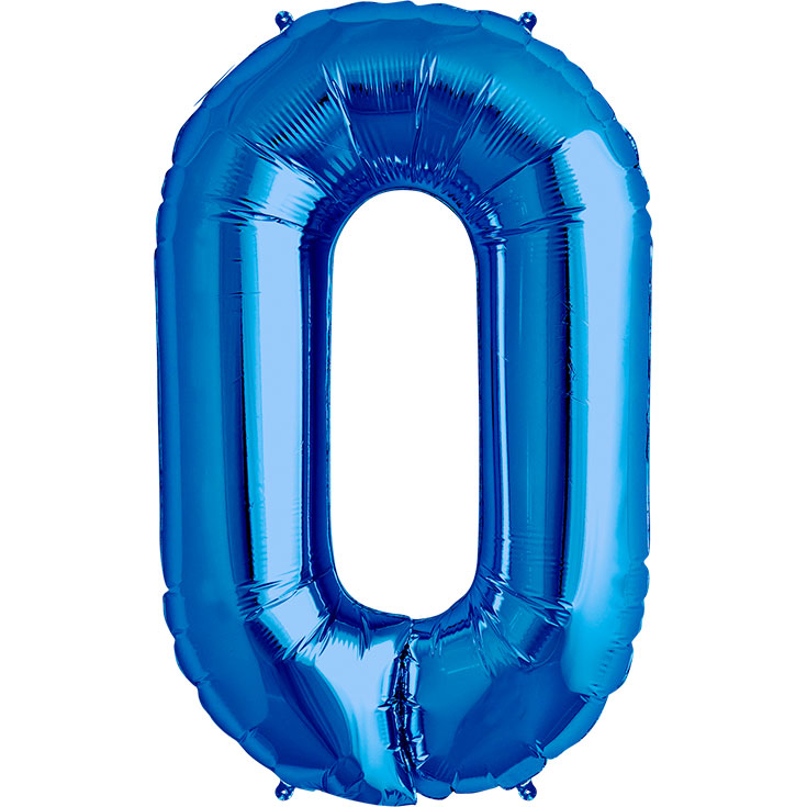 Foil Balloon Number 0 - Blue - 100 cm