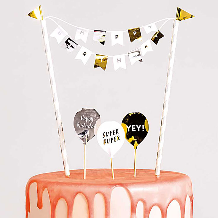 Happy Birthday Cake Topper Set