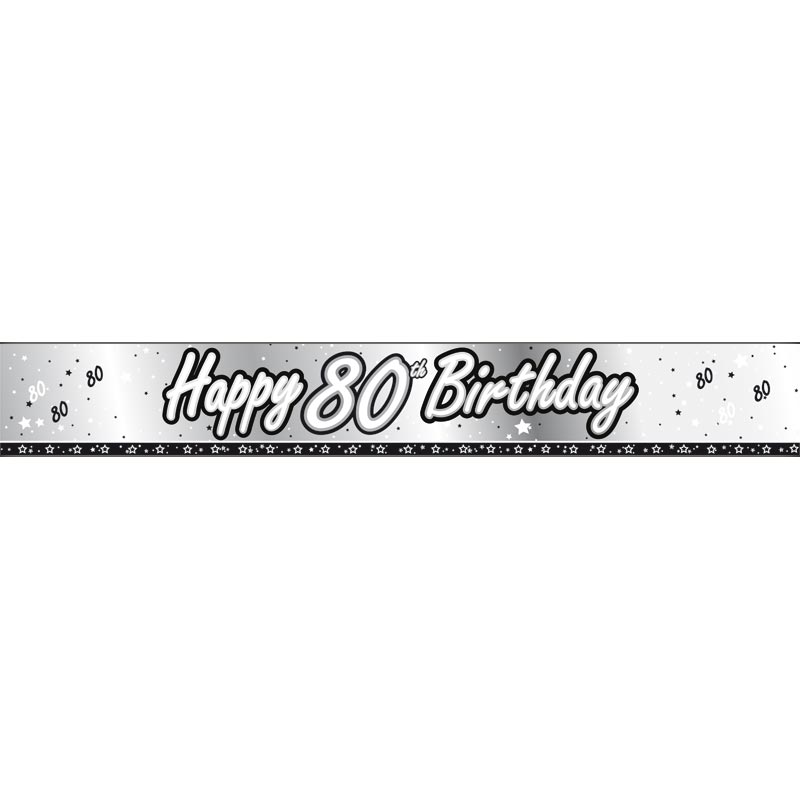 1 silbernes Spruchband Happy 80th Birthday