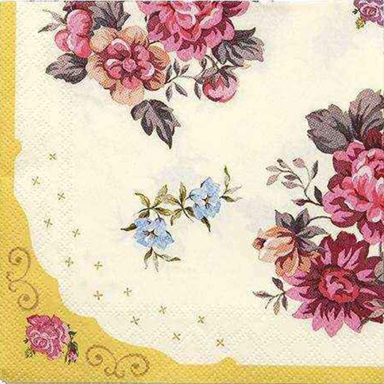 30 Yellow & Pink Floral Cocktail Napkins