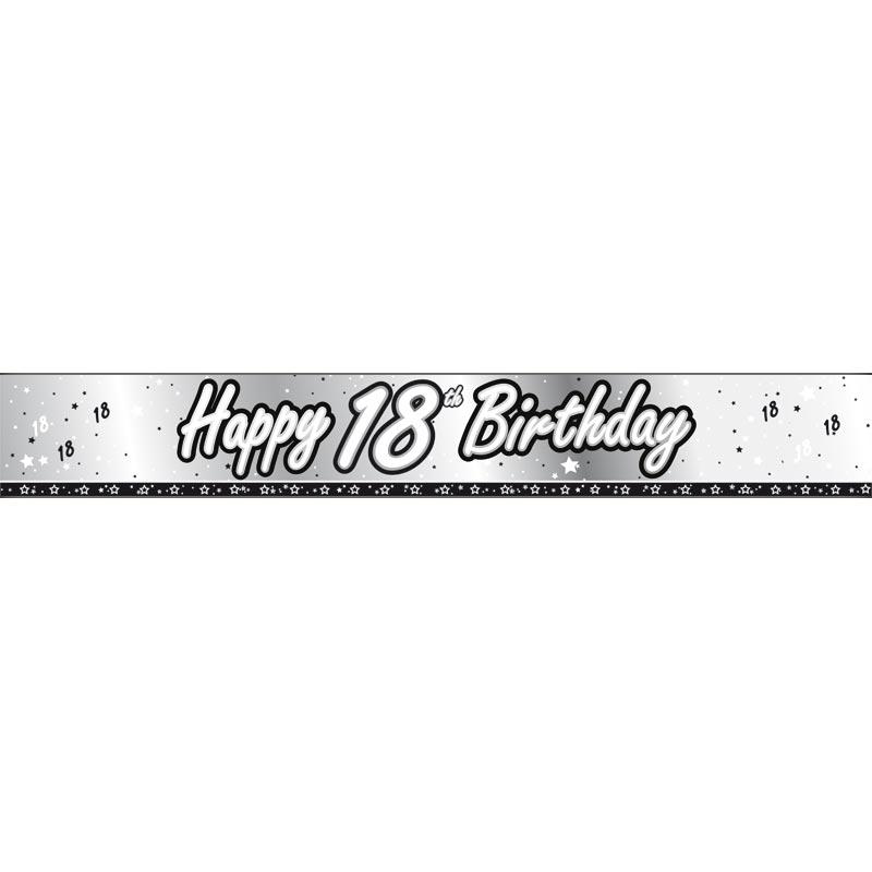 1 silbernes Spruchband "Happy 18th Birthday"
