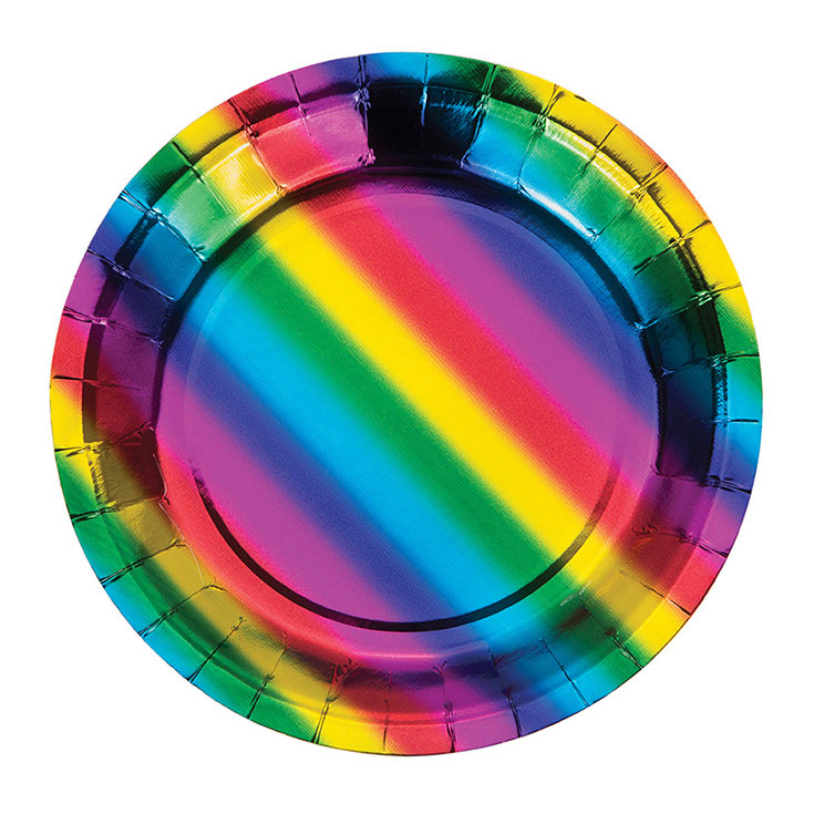 8 small Rainbow Foil Plates