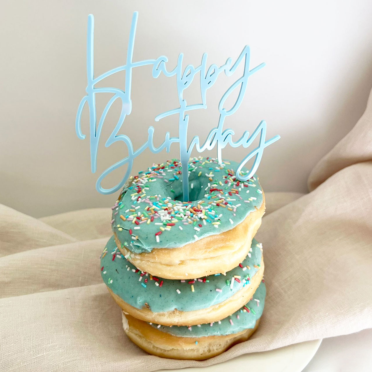 Tortendeko aus Acryl - Blau Happy Birthday