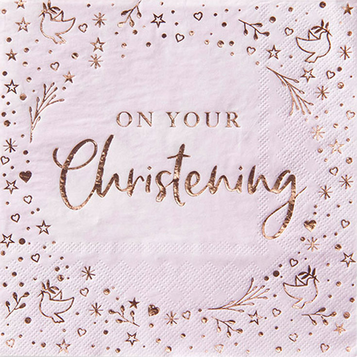 16 Pink Christening Napkins