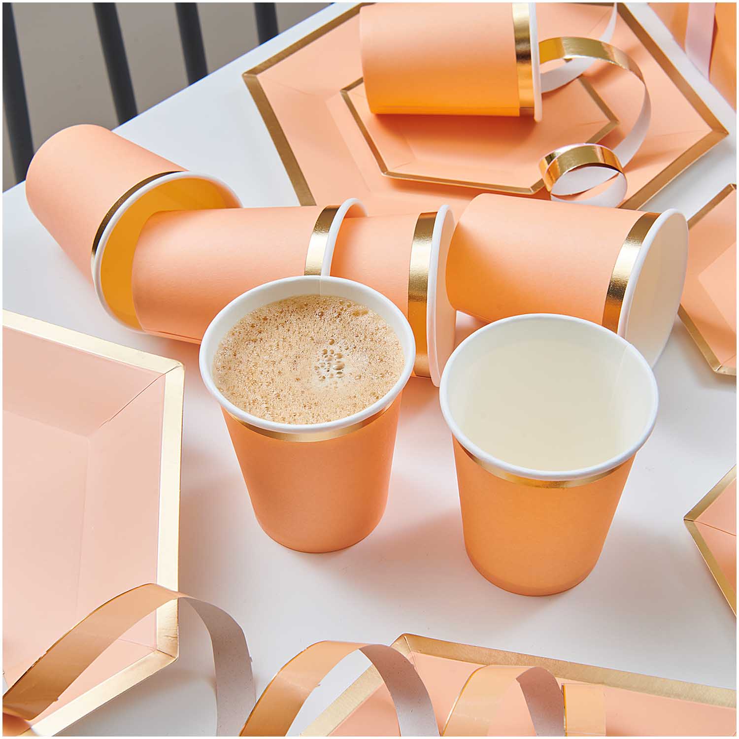 10 Apricot & Gold Cups