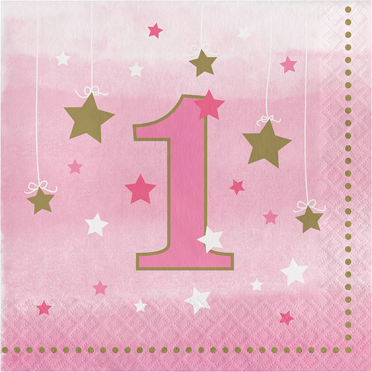 16 One Little Star - Pink Napkins