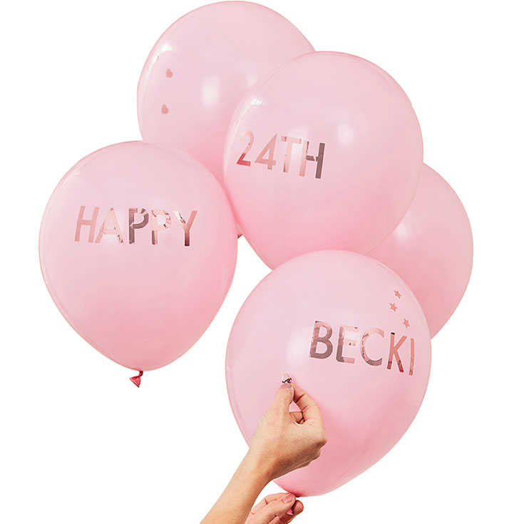 5 Rosa & Roségold Ballons zum Personalisieren