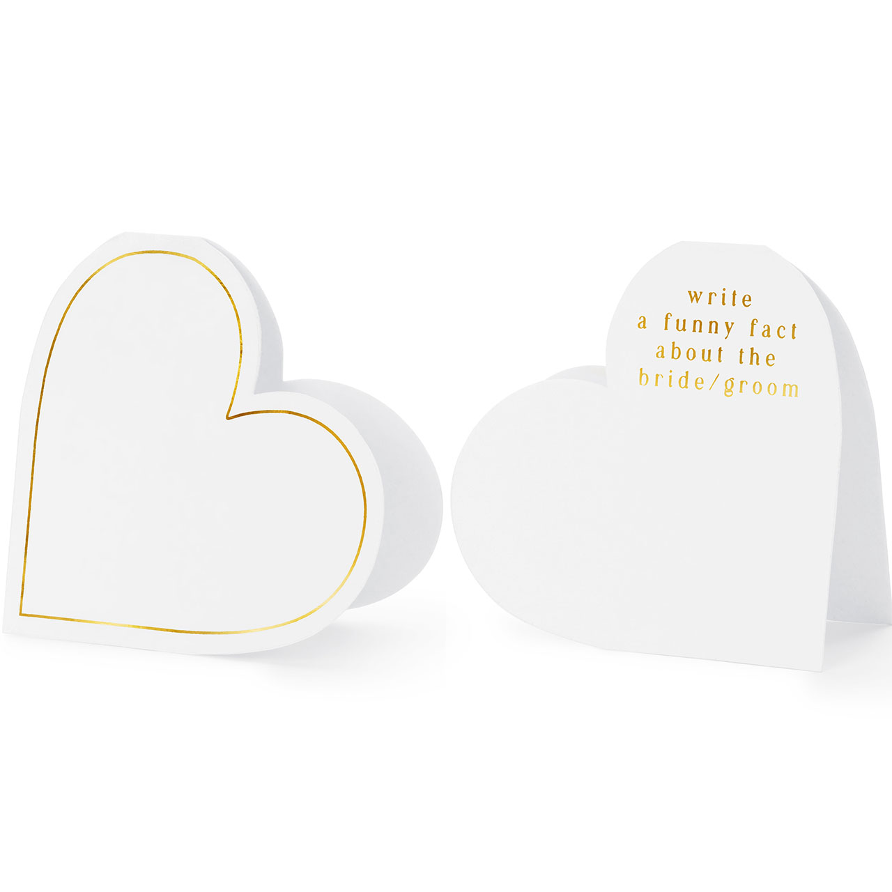 Place Cards - White & Gold Hearts 