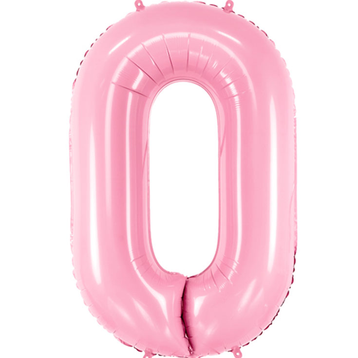 Zahl-Folienballon 0 - Pastellrosa - 86 cm