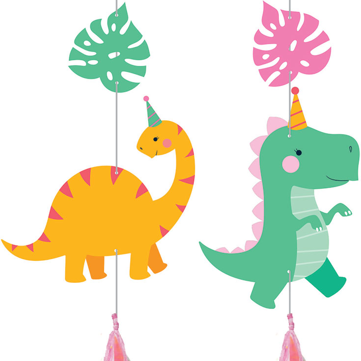 3 Party Dino Swirl Decorations