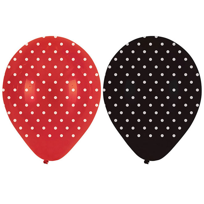 Latex Ballons - Rot & Schwarz getupft