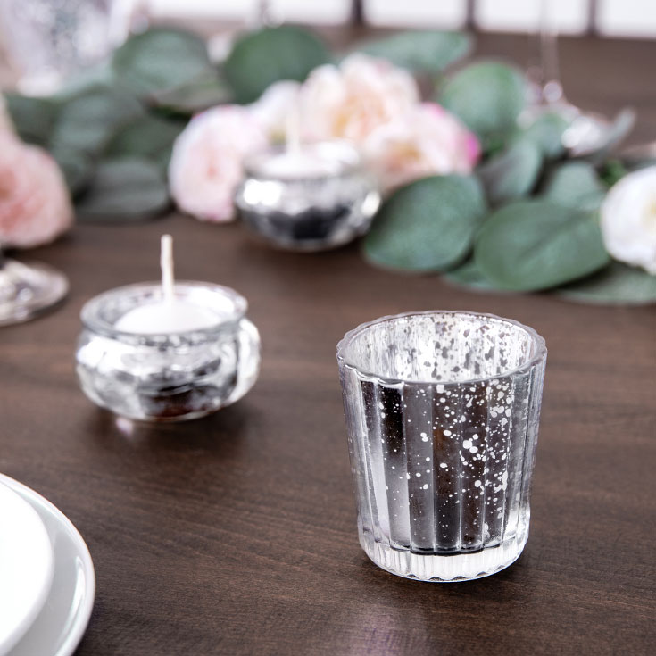 Candle Holder - Silver Glass 
