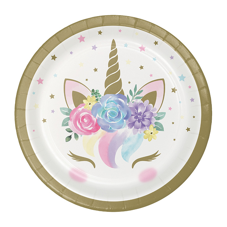 8 kleine Teller Pastel Unicorn