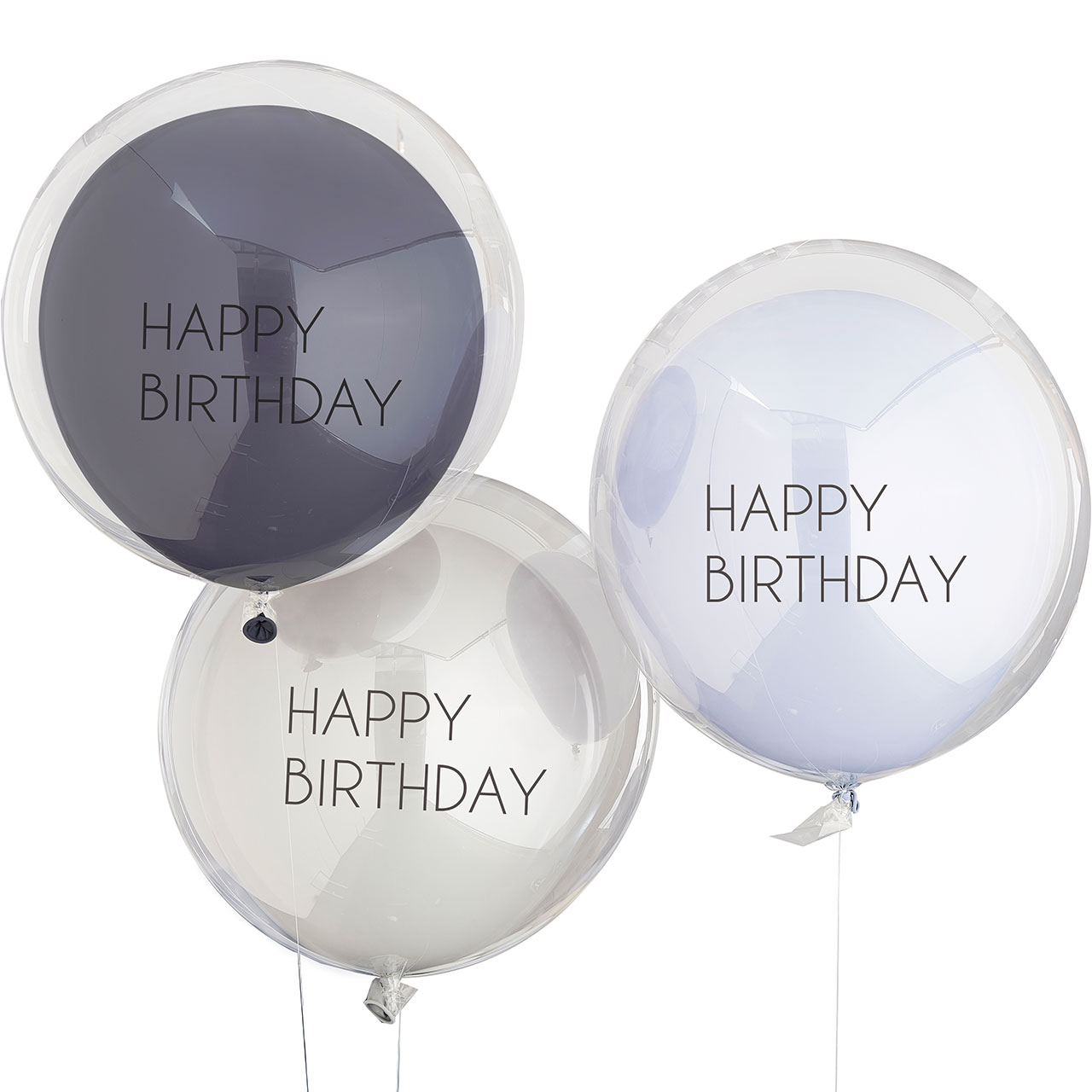 Ballons Blau & Grau Happy Birthday