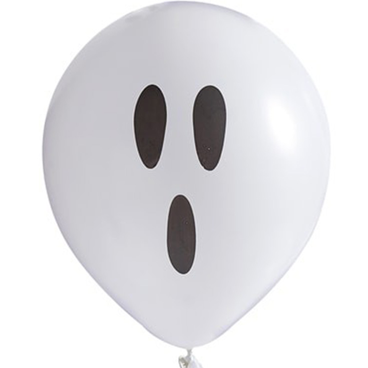 10 Halloween Geister Ballons mit Bändern