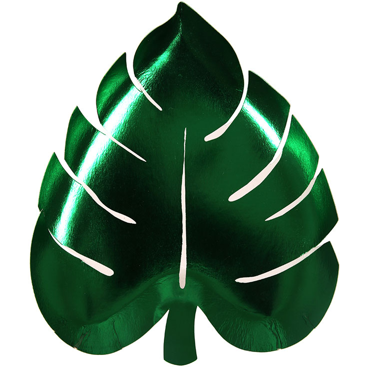 8 grüne Teller Palmblatt