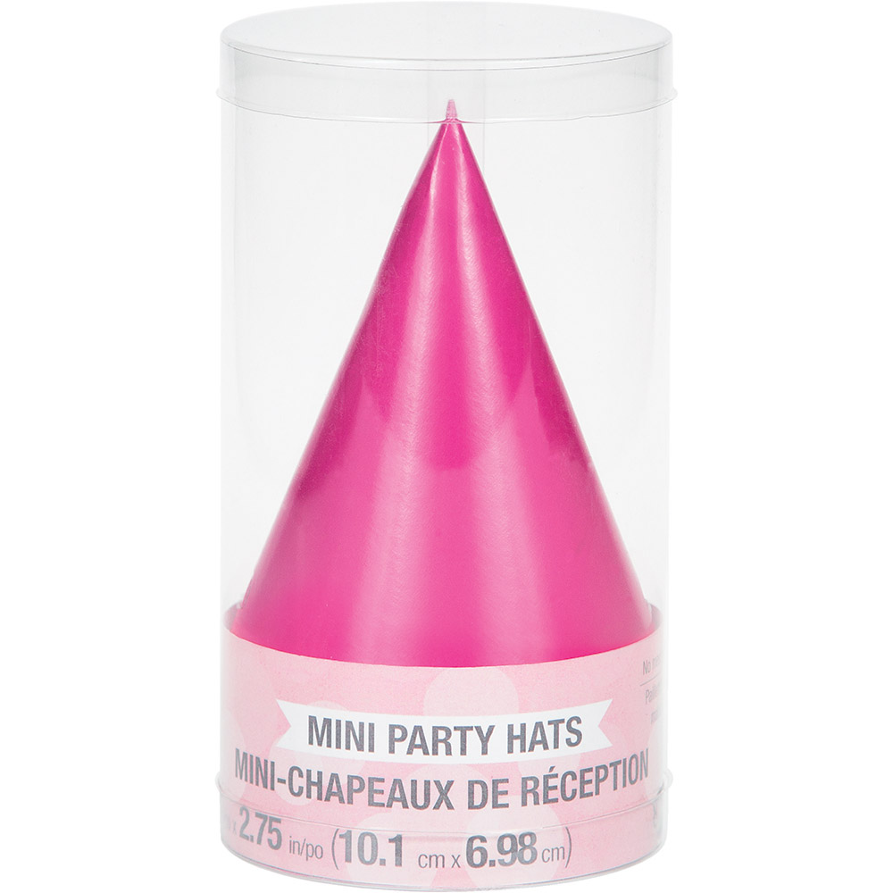 8 Assorted Pink Mini Party Hats