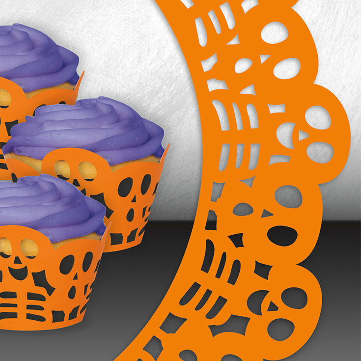 12 Orange Skeleton Cupcake Wrappers 